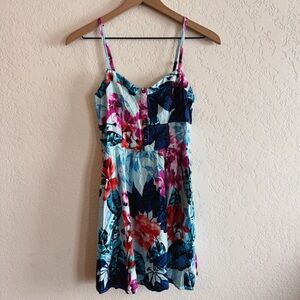 Express | floral button tank dress | S